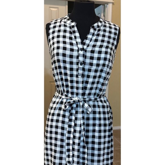 Women's Faded Glory Mini V-neck Dress Black & White Gingham Rayon Size S (4-6) - Picture 14 of 15